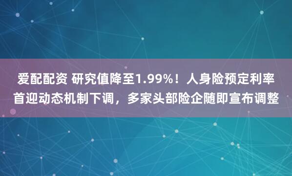 爱配配资 研究值降至1.99%！人身险预定利率首迎动态机制下调，多家头部险企随即宣布调整